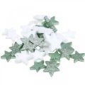 Floristik24 Bodová dekorácia vianočné hviezdy sypané zelená biela Ø4/5cm 40ks