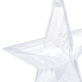 Floristik24 Hviezda na zavesenie plastové číre ozdoby na vianočný stromček 12cm 6ks