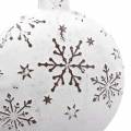 Floristik24 Ozdobný vešiak hviezda a guľa na vianočný stromček so snehovými vločkami kovový biely Ø9,5/7,6cm H10/9,2cm 4 kusy
