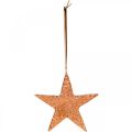 Floristik24 Dekoračná hviezda na zavesenie, adventná dekorácia, kovový prívesok medenej farby 12×13cm 3ks