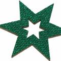 Floristik24 Bodová dekorácia hviezda zelená 3-5cm 48b