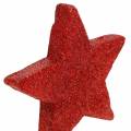 Floristik24 Ozdoba na rozptyl hviezda s trblietkami 6,5cm červená 36ks
