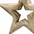 Floristik24 Drevené hviezdičky na zavesenie mangové drevo 10,5-11,5cm 8ks