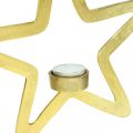 Floristik24 Ozdobný svietnik na čajovú sviečku hviezda kovový na zavesenie zlatý 24cm