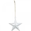 Floristik24 Kovová hviezda na zavesenie, vianočný prívesok, adventná dekorácia biela, shabby chic 11×11cm
