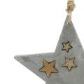Floristik24 Vianočné hviezdy na zavesenie z betónu sivo-zlatá 11,5cm 3ks