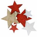 Floristik24 Bodová dekorácia hviezdičky červená/biela/prírodná 3,5cm - 7cm 18b