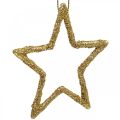 Floristik24 Vianočná dekorácia prívesok hviezda zlaté trblietky 7,5cm 40p