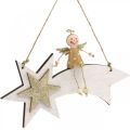 Floristik24 Anjel na padajúcej hviezde, vianočná dekorácia na zavesenie, adventná biela, zlatá V13cm Š21,5cm 2ks