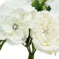 Floristik24 Ozdobná kytica biela s perličkami a kamienkami 29cm