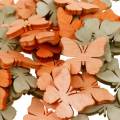 Floristik24 Bodová dekorácia motýľ drevené motýliky letná dekorácia oranžová, marhuľová, hnedá 144 kusov
