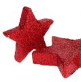 Floristik24 Bodová dekorácia hviezdičky červená, sľuda 4-5cm 40p