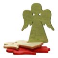 Floristik24 Bodková dekorácia vianočný drevený anjel červený zelený prírodný 5x3,5cm 48p