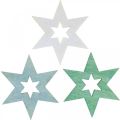 Floristik24 Drevené hviezdy deko sypačky Vianočná zelená V4cm 72p