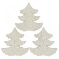 Floristik24 Bodová dekorácia vianočná jedľa biela trblietka 4cm 72b