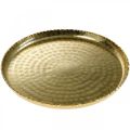 Floristik24 Okrúhly kovový podnos, zlatý ozdobný tanier, orientálna dekorácia Ø30cm