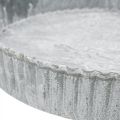Floristik24 Ozdobný tanier tortová forma, kovová dekorácia, podnos na sviečky okrúhly umývaný biely Ø21,5cm V4,5cm