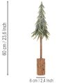 Umelá jedľa, ľadová povrchová úprava, s dreveným podstavcom, zimná dekorácia, 60 cm | Floristik24.sk