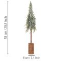 Umelá jedľa, ľadová, dekoratívna na drevenom podstavci na zimnú dekoráciu a Vianoce, 75 cm | Floristik24.sk