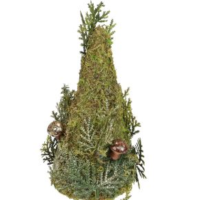 Floristik24 Jedľa dekorácia stromček machové šišky hríby zelené zlato V35cm