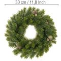 Veniec z umelých jedľových konárov so šiškami na dvere alebo stôl, 30 cm | Floristik24.sk