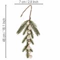 Umelá jedľová vetvička s bielymi mini vianočnými guľôčkami, 46 cm, 2 kusy | Floristik24.sk