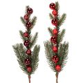 Floristik24 Umelá jedľová vetvička s vianočnými ozdobami, 48 cm, 2 kusy