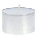 Floristik24 Čajové sviečky 75 kusov biele v hliníkovej miske doba horenia 8 hodín