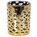 Floristik24 Sklenený držiak na čajové sviečky s leopardím vzorom na dekoráciu stola, 12 cm