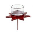 Floristik24 Svietnik na čajovú sviečku v tvare červenej hviezdy so sklom Ø10cm V10,5cm 2ks