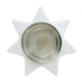 Floristik24 Svietnik na čajovú sviečku biela hviezda so sklom Ø10cm V10,5cm 2ks