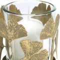 Floristik24 Svietnik na čajovú sviečku ginkgo listy zlaté ginkgo svietnik na stôl dekorácia Ø8,5cm