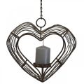Floristik24 Svietnik na čajovú sviečku kovová závesná dekorácia hrdza dekorácia srdce 22×7×20cm