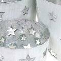 Floristik24 Vianočná dekorácia svietnik na čajovú sviečku biely s hviezdami kovový Ø12/10/8cm sada 3 ks