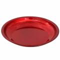 Floristik24 Ozdobný tanier z kovu červenej farby s glazúrou Ø23cm