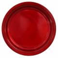 Floristik24 Ozdobný tanier z kovu červenej farby s glazúrou Ø38cm