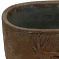 Floristik24 Rastlinný črepník hrdza patina s hlavou jeleňa 24cm x 14cm H13cm