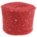 Floristik24 Plsťová stuha červená s bodkami, dekoračná stuha, črepníková páska, vlnená plsť svetlo červená, biela 15cm 5m