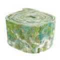 Floristik24 Črepníková páska, jarná dekorácia, filcová páska zelená, modrá, biela melírovaná 15cm 5m