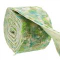 Floristik24 Črepníková páska, jarná dekorácia, filcová páska zelená, modrá, biela melírovaná 15cm 5m