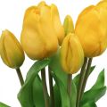 Floristik24 Tulipán umelý kvet žltý skutočný dotyk jarná dekorácia 38cm kytica 7 kusov
