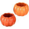 Keramický kvetináč s tekvicou oranžový Ø9,5 cm V6,5 cm 4 ks | Floristik24.sk