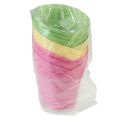 Floristik24 Kvetinový papier tkaný ružový, žltý, zelený Ø7cm V13cm 12ks