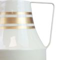 Floristik24 Váza kovová rukoväť ozdobný džbán sivá/krémová/zlatá Ø17cm V23cm