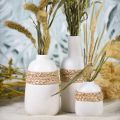 Floristik24 Váza na kvety biela keramika a váza z morskej trávy letná dekorácia V17,5cm