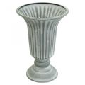 Floristik24 Dekoratívna váza vintage šálka váza pohárová váza sivá V21,5cm Ø15cm