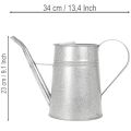 Pozinkovaná ozdobná krhlica na polievanie, kovová, sivá, vintage vzhľad, 1,7 l, V 23 cm, na štýlové kvetinové dekorácie a kvetináče | Floristik24.sk