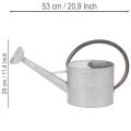 Vintage kovová krhlica na polievanie, striebornošedá, štýlová záhradná dekorácia, váza na kvety, D53 cm V29 cm | Floristik24.sk