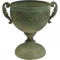Floristik24 Vintage kvetináč na poháre Kovový rustikálny pohár s rúčkami V26cm Ø19cm