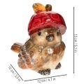 Dekoratívna figúrka vtáka s červenou jablčnou čiapočkou, jesenná dekorácia, 13 cm | Floristik24.sk